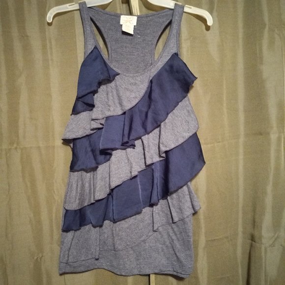 Blue Ruffle Tank Top - Picture 1 of 5